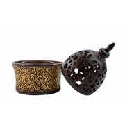 Calligraphy Style Closed Incense Bakhoor Burner - Brown