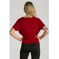 thumbnail image 4 of Women's Solid Short Sleeve V Neck Dolman Top With Side Shirring Wine L, 4 of 4
