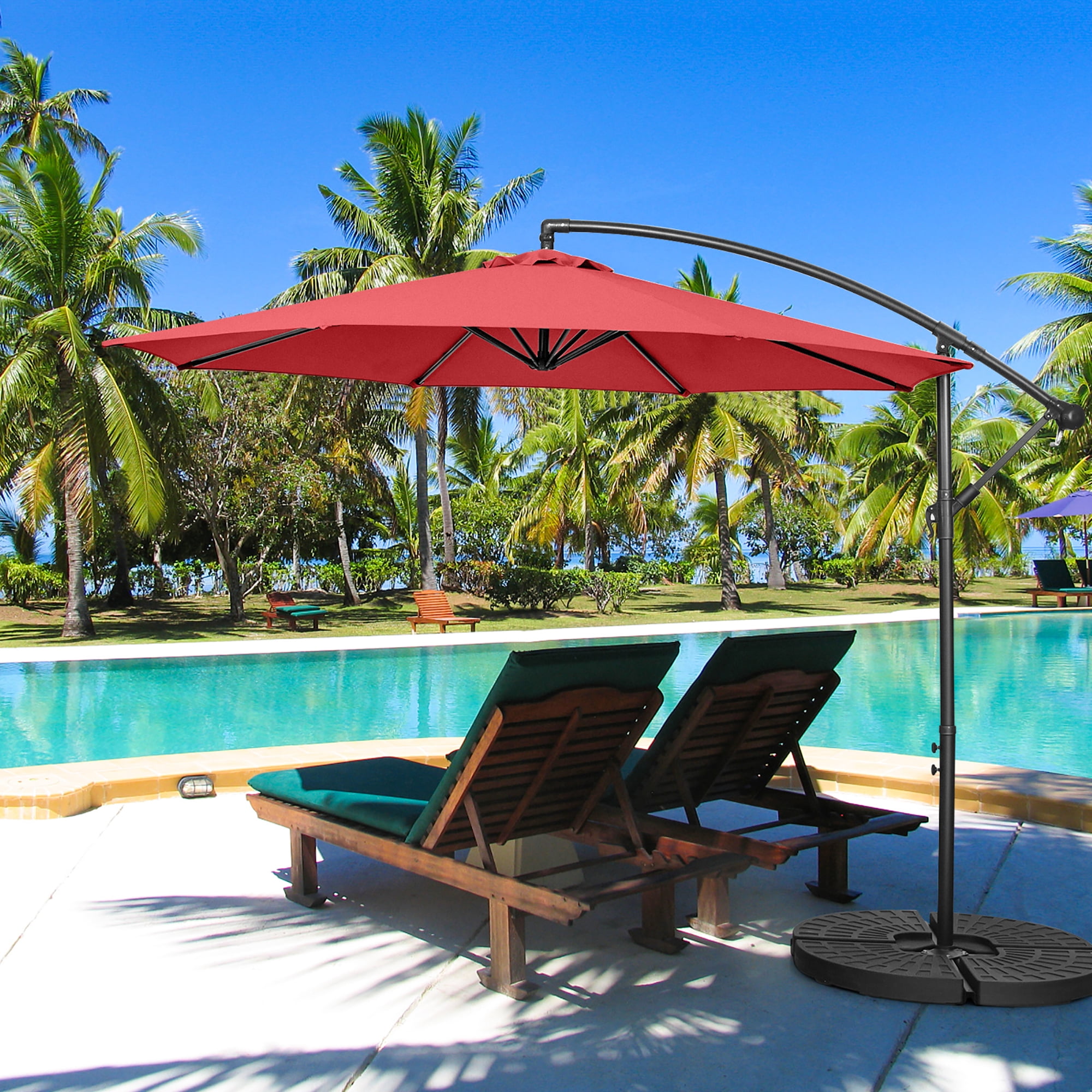 Costway 10 FT Large Patio Offset Umbrella w/8 Ribs, Crank Costway 10 FT Large Patio Offset Umbrella w/8 Ribs, Crank