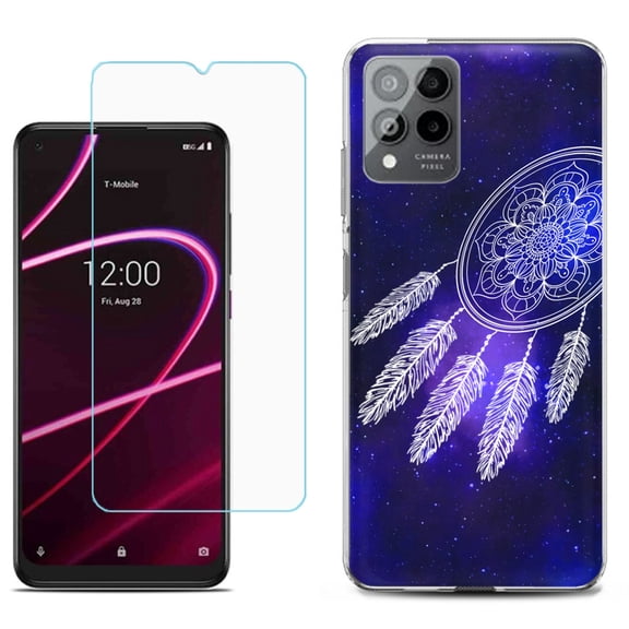 Slim-Fit Gel TPU Phone Case for T-Mobile Revvl 6 Pro 5G, with Tempered Glass Screen Protector, by OneToughShield ® - Dream Catcher