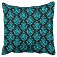 thumbnail image 1 of BOSDECO Teal Blue and Black Floral Pattern Flower Design Pillow Case Pillow Cover 20x20 inch, 1 of 1