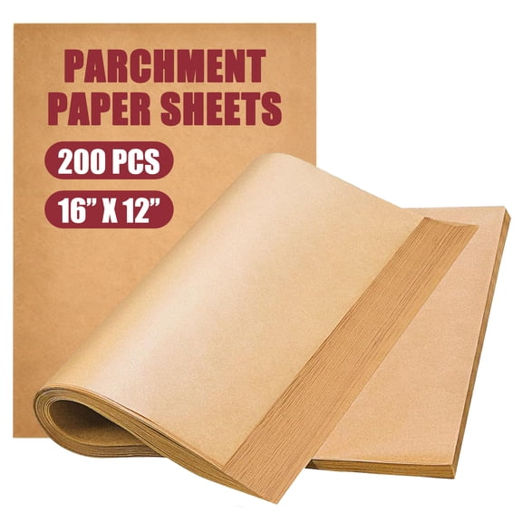 cisilov Parchment Paper Sheets for Baking 200 Count 12"x 16", Heavy Duty No-Stick Unbleached Baking Paper, Pre-cut Half Parchment Paper Sheets for Oven, Air Fryer, Microwave