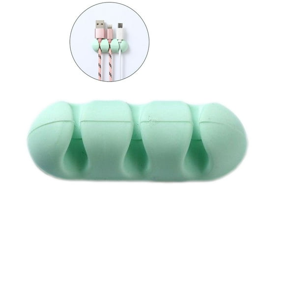 WNFJR Cable Clips Cord Organizer for Desk, 3 Slots Silicone Adhesive Cord Holders Organizer Cable Management for USB Charging Cable, Green