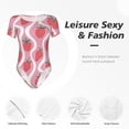 thumbnail image 6 of Daiia Strawberries print Women's Crew Neck Short Sleeve Bodysuit Fashion Tops Fit Casual Basic Extender Bodysuit-Small, 6 of 9