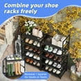 thumbnail image 3 of Tall Shoe Rack for Closet, 10 Tiers Narrow Shoe Shelf Holds 20 Pairs, Shoe Organizer Storage with Hooks, Black, 3 of 4