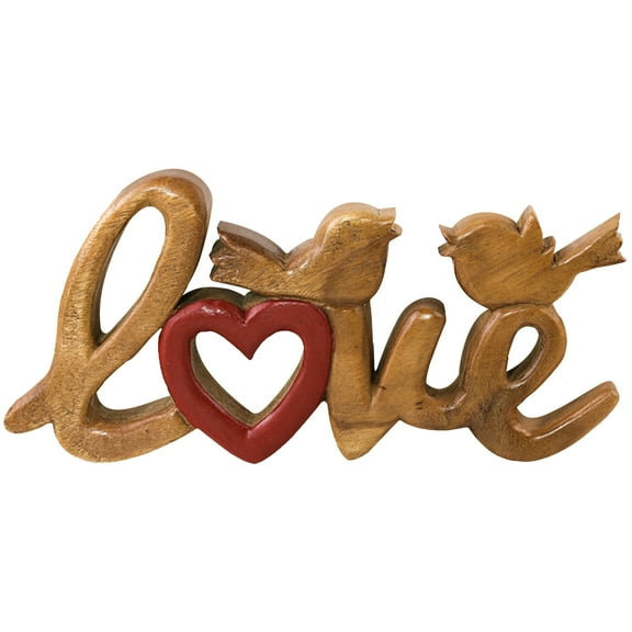 Decozen Handcrafted Solid Wood Love Letters Sculpture – Gifts for Dad and Mom, Acacia Wood Figurine, Personalized Gifts, Mother’s Day, Father’s Day Gift Ideas