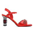 thumbnail image 2 of XYD Women Bling Jewelled Mid Crystal Heels Studded Ankle Strap Buckle Sandals Prom Party Date Shoes Size 4 Red, 2 of 4