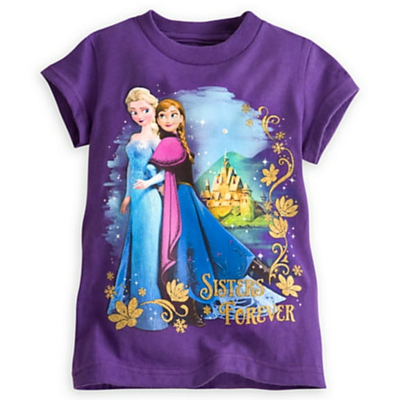 Disney Girls Anna and Elsa Tee Purple Size 5/6