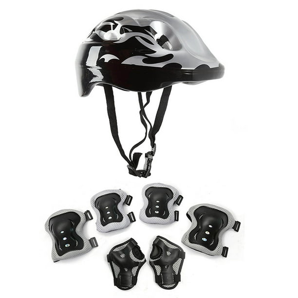 Xihbxyly Equipo de Protección para Patinaje, Casco Abs, Rodilleras y Coderas, Diseño Ligero, Ajuste Cómodo, Seguro para Ciclismo, Skateboarding y Patinaje Sobre Ruedas, Juego de 7 Piezas, para Edades