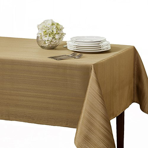 Benson Mills Textured Fabric Tablecloth 60 X 84, Flax/Beige/Taupe 
