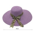 thumbnail image 4 of harmtty Sunscreen Braided Foldable Straw Hat Leopard Bowknot Decor Wide Brim Women Beach Hat Fashion Accessories, 4 of 8
