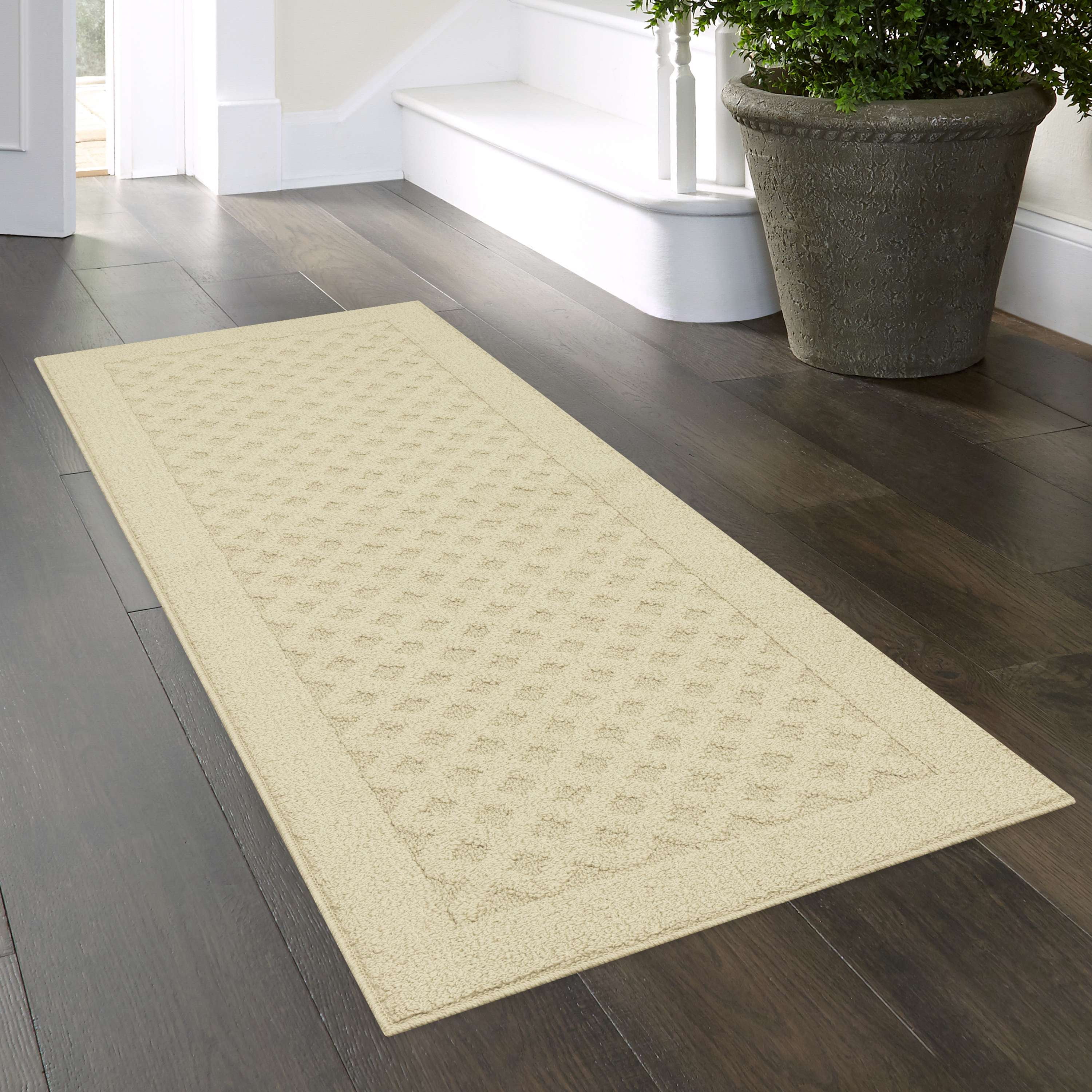Mainstays Dylan Solid Diamond Olefin Beige Indoor Runner Rug, 2'x6'