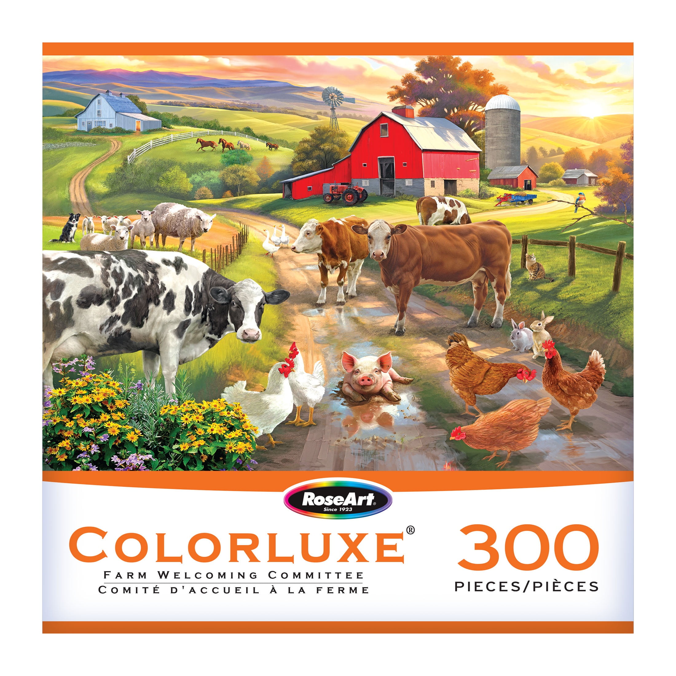 RoseArt Colorluxe 300-Piece Farm Welcoming Committee Adult Interlocking Jigsaw Puzzle