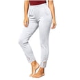 thumbnail image 3 of Annhoo Yoga Pants for Women Solid Color Lace Trim High Waist Stretchy Slim Leggings Soft Workout Casual Bottoms, 3 of 5