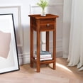 thumbnail image 2 of Topbuy 2PCS Wooden End Table Nightstand w/Storage Shelf and Drawer for Livng room Rustic Brown, 2 of 9