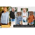 thumbnail image 5 of Eytino Womens Button Down V Neck Shirts Striped Long Sleeve Blouse Roll up Sleeve Button Down Blouses Top with Pockets, 5 of 8