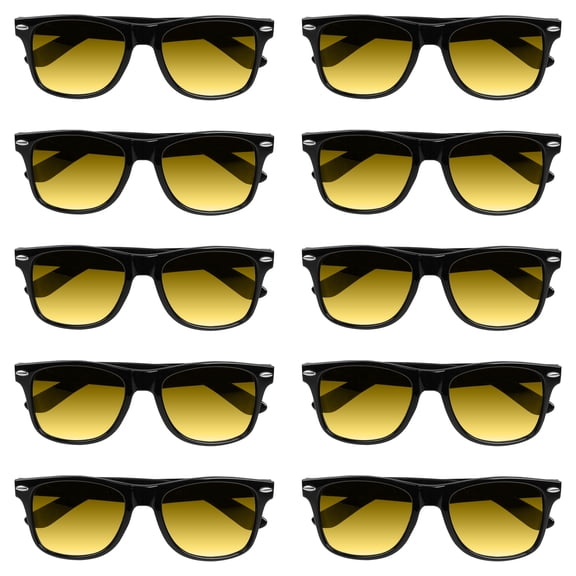 Gradient Lens Sunglasses Set of 10, Bulk Pack - UV Protection, Perfect for Parties, Beach, Pool, Outdoor Events - Yellow