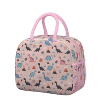 Womens Pink Cartoon Dinosaurs Volcanoes Pattern Lunch Box for Work,Insulated Lunch Bag for Women,Loncheras Para Mujer,Leakproof Adult Lunch Bag for Work,Beach,Travel,Picnic,Camping