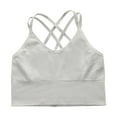 thumbnail image 6 of khonts,Women's Comfortable No Pad Strappy Bras Seamless Ribbed Tank Tops Casual Yoga Gym Criss Cross Crop Top White M, 6 of 8