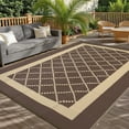 thumbnail image 2 of Tapis d'Extérieur Réversible Imperméable 9 X 18 Pi – Tapis de Patio Moderne Brun/café en Paille Plastique, Résistant aux UV, Facile à Nettoyer, avec Sac Portable et Piquets – États-Unis, 2 of 8