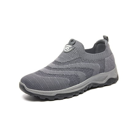 

Crocowalk Men Lightweight Stretch Walking Shoes Workout Casual] Running Shoe Round Toe Sock Sneakers Gray 6