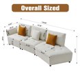 thumbnail image 5 of Youdao 3 Seater Teddy Fabric Curved Sofa Couch, Modern Comfy Corner Sectional Sofa for Living Room, Gray Upholstered Button Tufted Sofa Couches with 3 Pillows for Bedroom, Business Lounge Hotel Lobby, 5 of 8