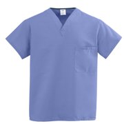 Medline ComfortEase Unisex Reversible Scrub Top, 2 Pockets, Ciel Blue, Size 2XL