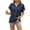 Navy, variant on Wyobmus Women's Casual Summer Hoodies Rolled Short Sleeve Drawstring Hooded Tops Buttons Front V Neck Cute Pullover T-Shirts Tops S-2X Blue