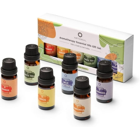 Airthereal Essential Oils Gift Set, Floral and Fruity Collection - 100% Pure Natural, 6 Scents, 10ml Bottles - Chamomile, Lavender, Lemon, Orange, White Tea, Wild Bluebell