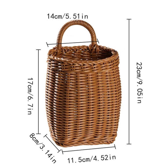 JilgTeok 1 Packs Plastic Woven Wall Hanging Storage Basket Boho Style Storage Bins for Home Living Room Kitchen Wall Decoration Hanging Basket