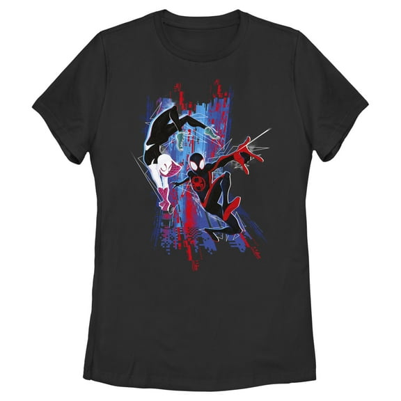 Women's Spider-Man: Across the Spider-Verse Miles Morales and Spider Gwen Graphic Tee Black Medium
