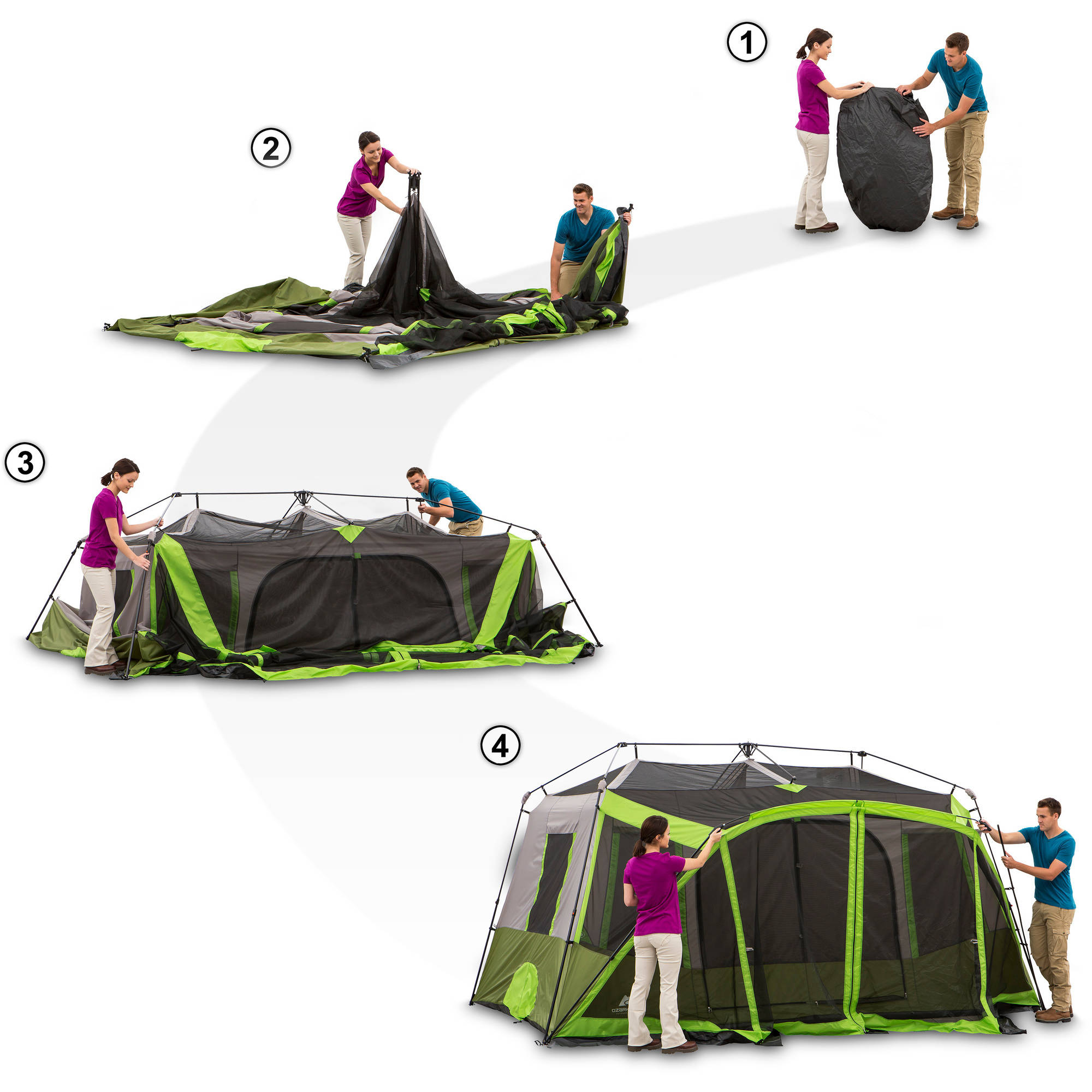 Carpa tipo cabaña instantánea Ozark Trail para 9 personas con habitación con mosquitero, 2 habitaciones, 14 pies x 13.5 pies, 40.8 lb 3
