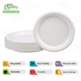 thumbnail image 2 of EcoQuality 100% Compostable 7-Inch Plates [50 Count] - Natural SugarCane Biodegradable Compostable Bagasse Bamboo Environmentally Friendly - Plates for Dessert, Appetizers, Birthdays, Microwavable, 2 of 8