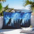 thumbnail image 4 of Forest Outdoor Pillow Covers Pack of 2 Wolf Stars Silhouette Night Blue Sky Waterproof Throw Pillow Covers Decorative Cushion Cases for Patio Garden Tent Balcony Couch 16x16 inch, 4 of 8