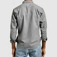 thumbnail image 4 of Wendoximz Mens Button Up Shirts Long Sleeve Mens Shirts Summer Men's Casual Fashion Solid Color Trend Loose Lapel Button Down Shirt, 4 of 8