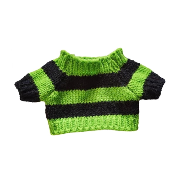 Suéter de cuello redondo para muñeco de peluche, crea tus muñecos, accesorios para fotos, moda imaginativa Raya verde claro