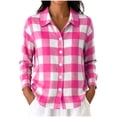 thumbnail image 2 of Luivaraty Flannel Plaid Shirts for Women Button Down Lapel Tops Fashion Casual Long Sleeve Dressy Shirts，S-2XL, 2 of 7
