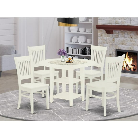 East West Furniture Sudbury 5-piece Wood Table and Dining Chair Set in White