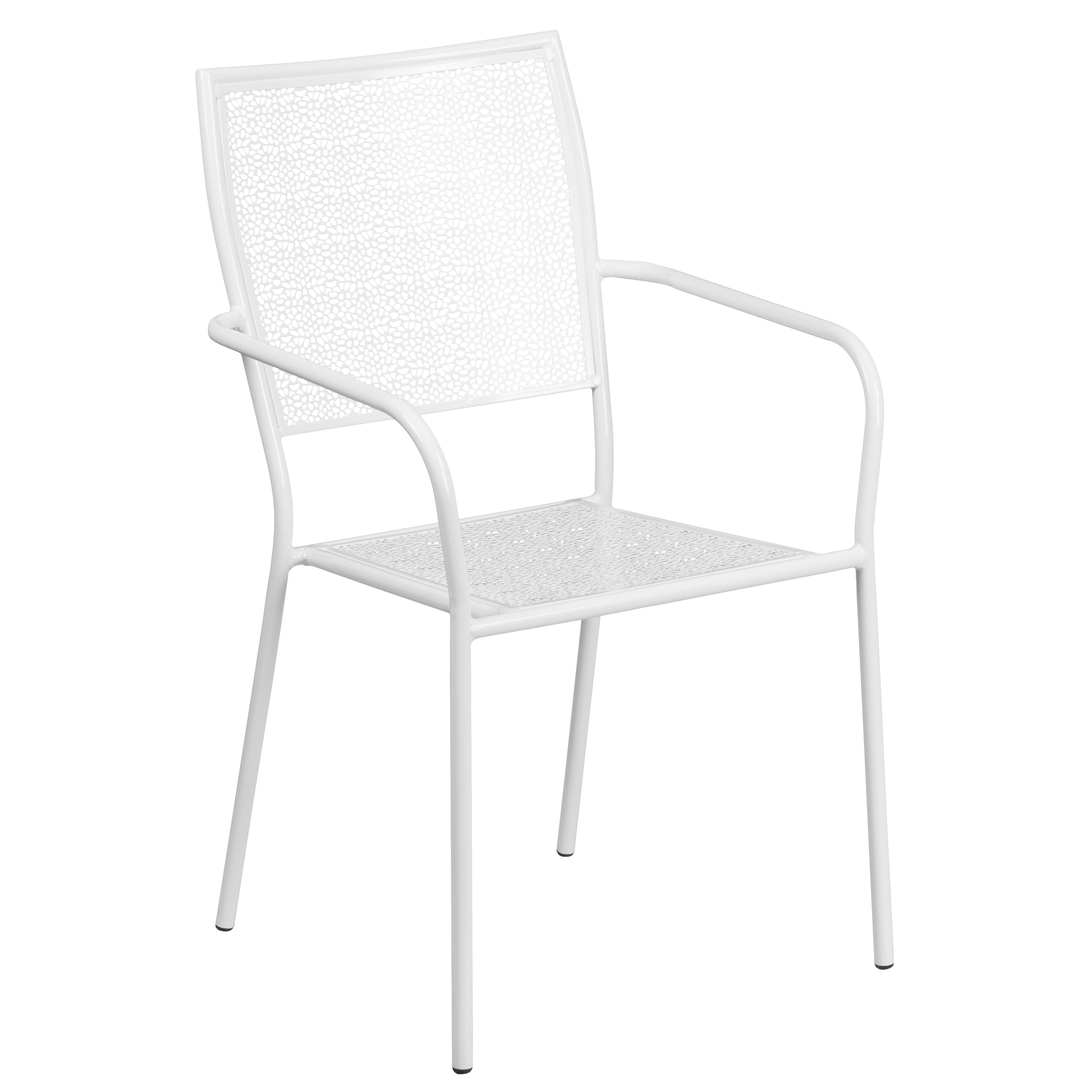 Flash Furniture Oia Commercial Grade 35.25" Round White Indoor-Outdoor Steel Patio Table Set with 4 Square Back Chairs - image 5 of 5