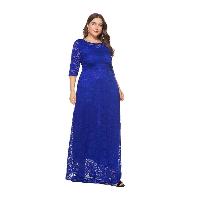 LSLJS Robe Longue Mode Femme avec Poches en Dentelle Ajourée Robe de Soirée Robe de Cocktail pour Femmes Soirée