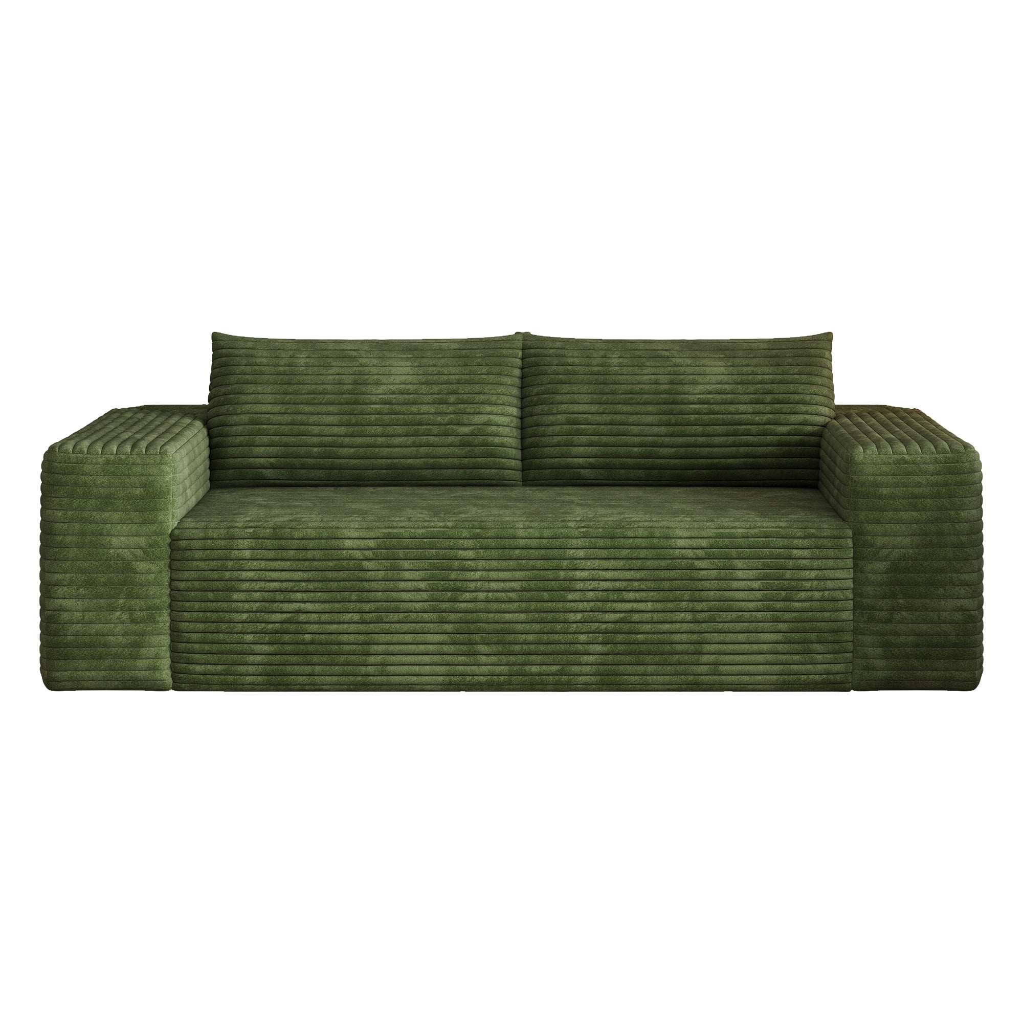 Leumius 78.8" Cloud Couch,3 Setaser Sofa with Deep Seat,Boneless Couch Sofa with 2 Pillows for Living Room,No Assembly Required,Green