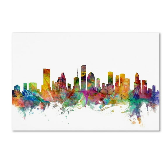Trademark Fine Art Michael Tompsett Houston Texas Skyline Canvas Wall Art - 22x32