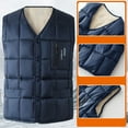 thumbnail image 7 of Timoontee Men's Winter Puffer Vest Casual Comfy Padded Waistcoat Warm Thickened Vest Sleeveless V Neck Vest Solid Button Down Quilted Vest Dark Blue XXXL, 7 of 7