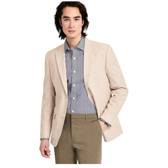 Tommy Hilfiger Mens Modern fit Sport Coat Blazer 48 R Beige Solid Linen