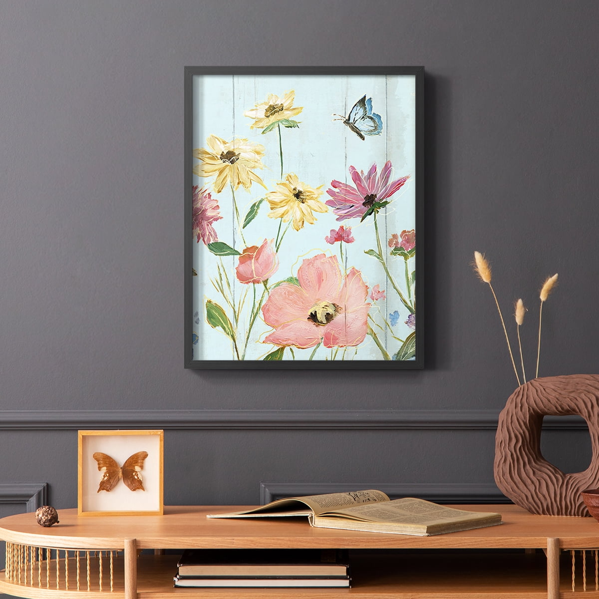 Wildflower Flutter II Framed Print - Solid Wood in Single Picture Frame Solid Wood 2 Framed Print