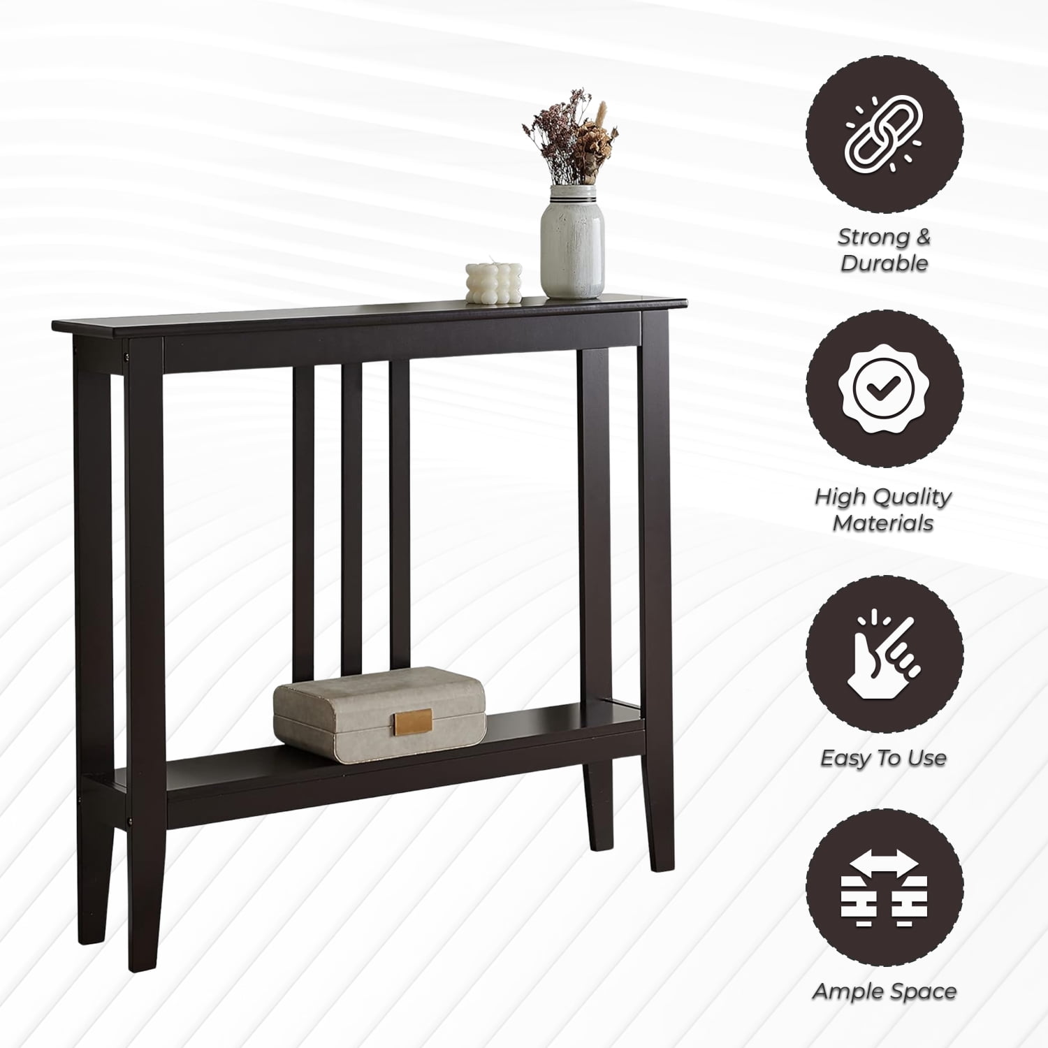 Kings Brand Furniture Console Table with Lower Shelf for Entryway, Hallway, Living Room (Espresso)