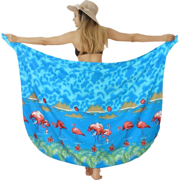 HAPPY BAY Women's Bikini Beach Wrap Swim Cover up Swimwear Summer Wraps Swimsuit Beachwear Sarong Coverups Skirts for Women One Size Dodger, Flamingo