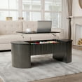thumbnail image 6 of Lift Top Coffee Table with Storage, Oval Center Table with Hidden Compartment, Modern Coffee Table for Living Room, Black, 6 of 8