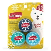 Carmex Medicated Lip Balm Jar, Limited Edition Holiday Lip Balm Pack of 3 (1)