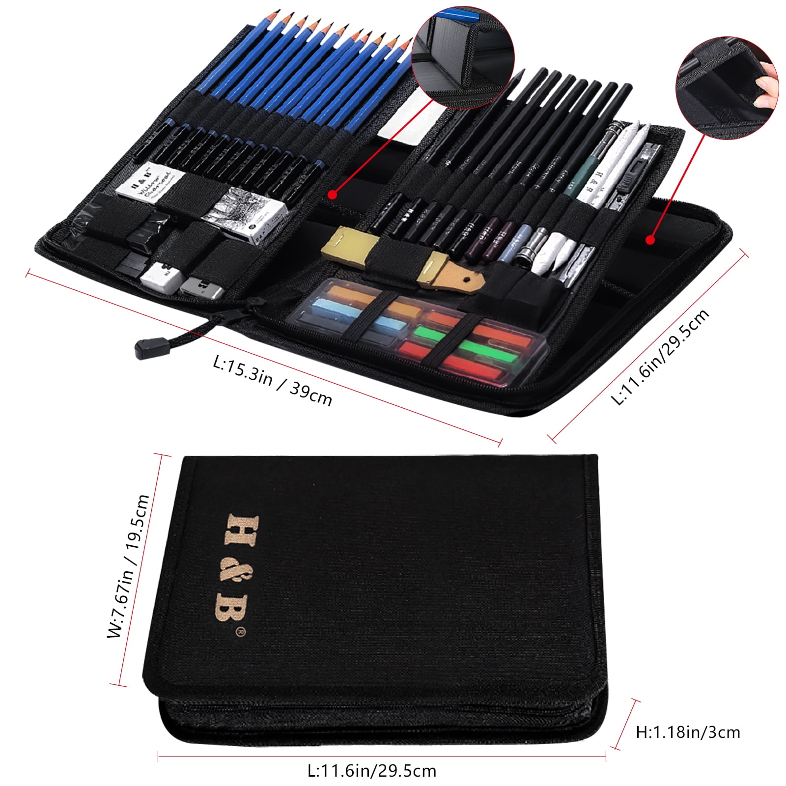 Professional Drawing Supplies Art Set –73 Piece Sketching Kit with Sketch  Book